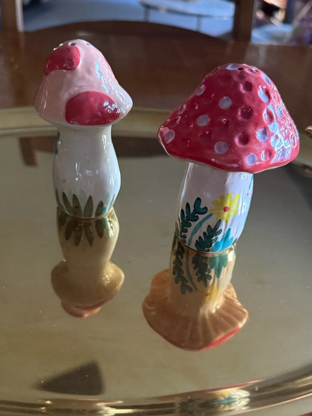 Anthropologie Nathalie Lete Salt & Pepper Shakers Mushroom Woodland Whimsical